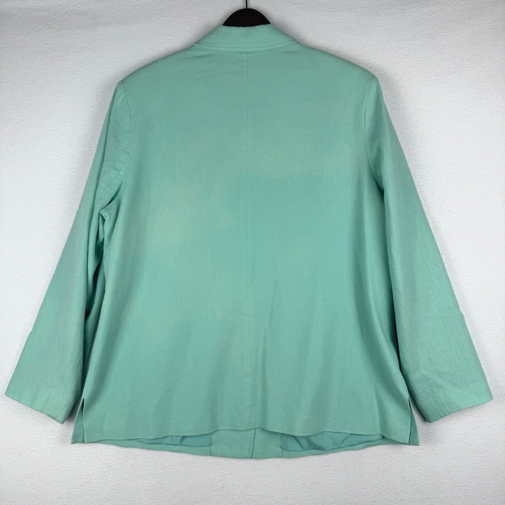 Appleseed's Blazer Women 16W Seafoam Green Linen Blend Button Front Jacket - Picture 2 of 10